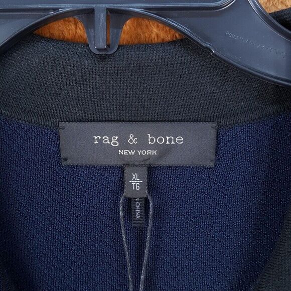 RAG & BONE Mens Shirt XL Navy Black Snap Button Up Knit AVERY HERRINGBONE $250 - Picture 3 of 10